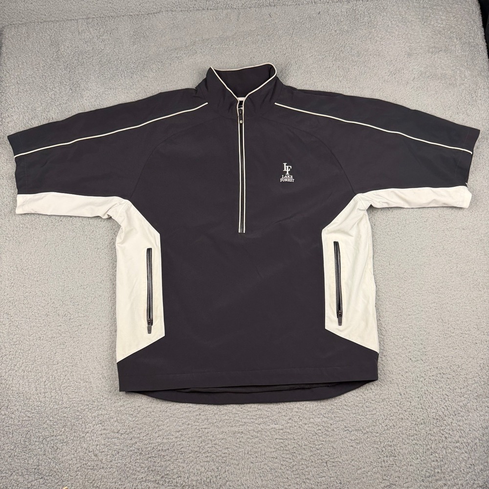 FootJoy DryJoys Tour Rain Jacket Mens M Black 1/2 Zip Golf Lake Forest